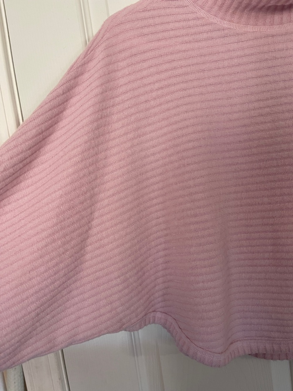 Pilcro Cozy Blush Ribbed High Neck Cropped Batwing Sweater - Picture 8 of 9